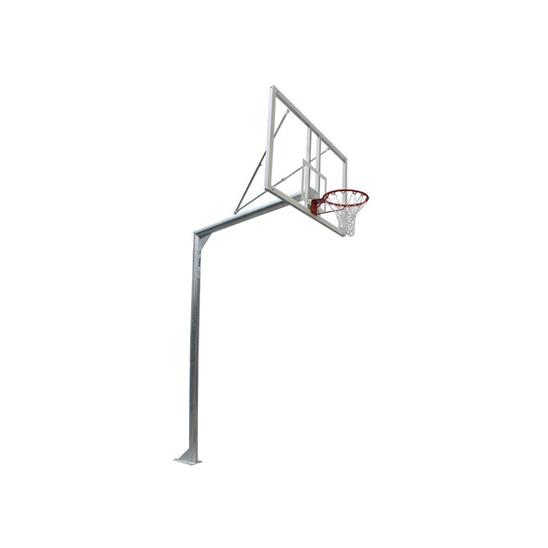 JGO CANASTAS GALVANIZADAS BALONCESTO MONOTUBO NEW TUBO 114 MM FIJAS CON BASE ANCLAJE-SIN TABLERO,ARO