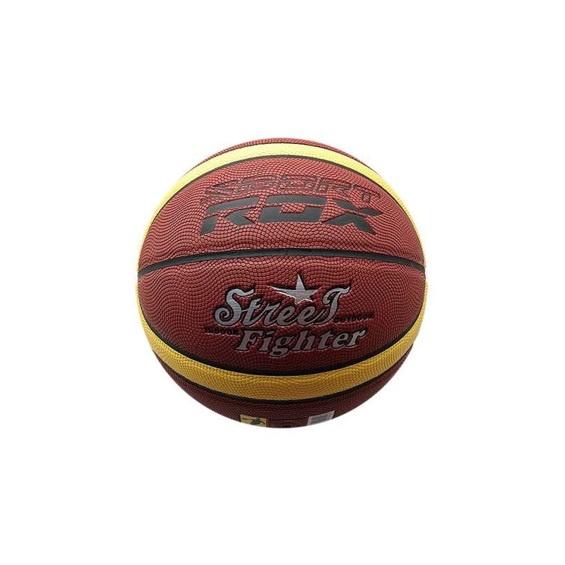 BALÓN BALONCESTO CUERO ROX R-FIGHTER COLOR MARRÓN/AMARILLO TALLA 7