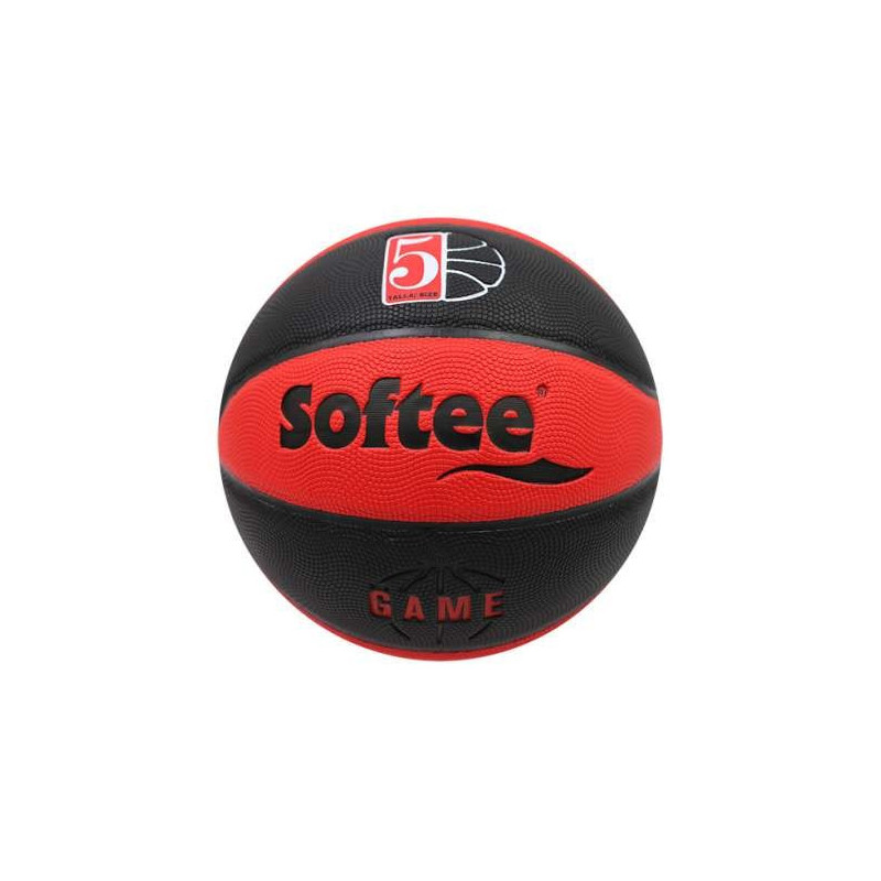 BALÓN BALONCESTO CUERO SOFTEE GAME - 5, NEGRO/ROJO